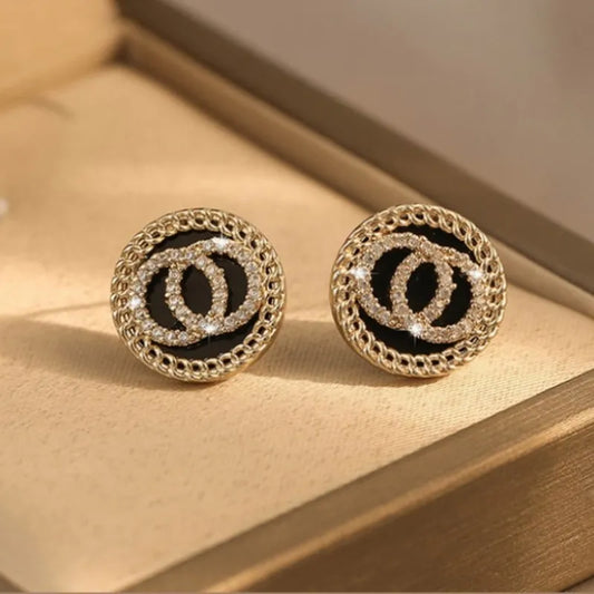 Crystal Double Round Circles Stud Earring